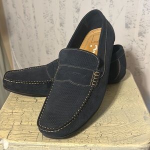 Mens Blue Suede Driving Moccasins Size 14M 14th & Union